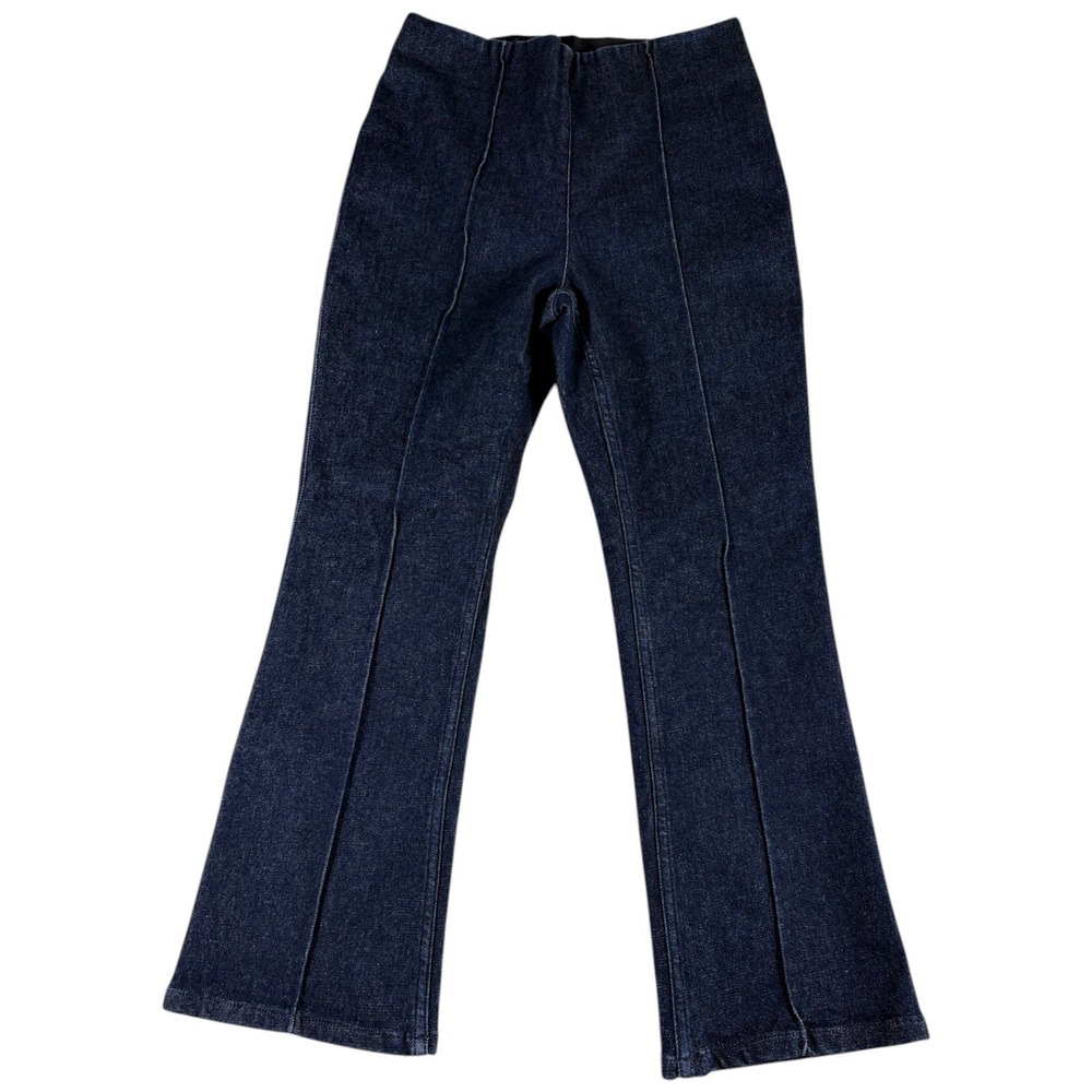 Spanx Jeans Women's M Blue Dark Wash Premium Stretch Bootcut Midrise Flare Denim